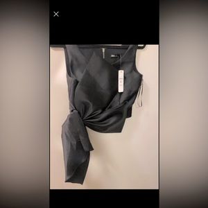 Bebe crop satin shirt